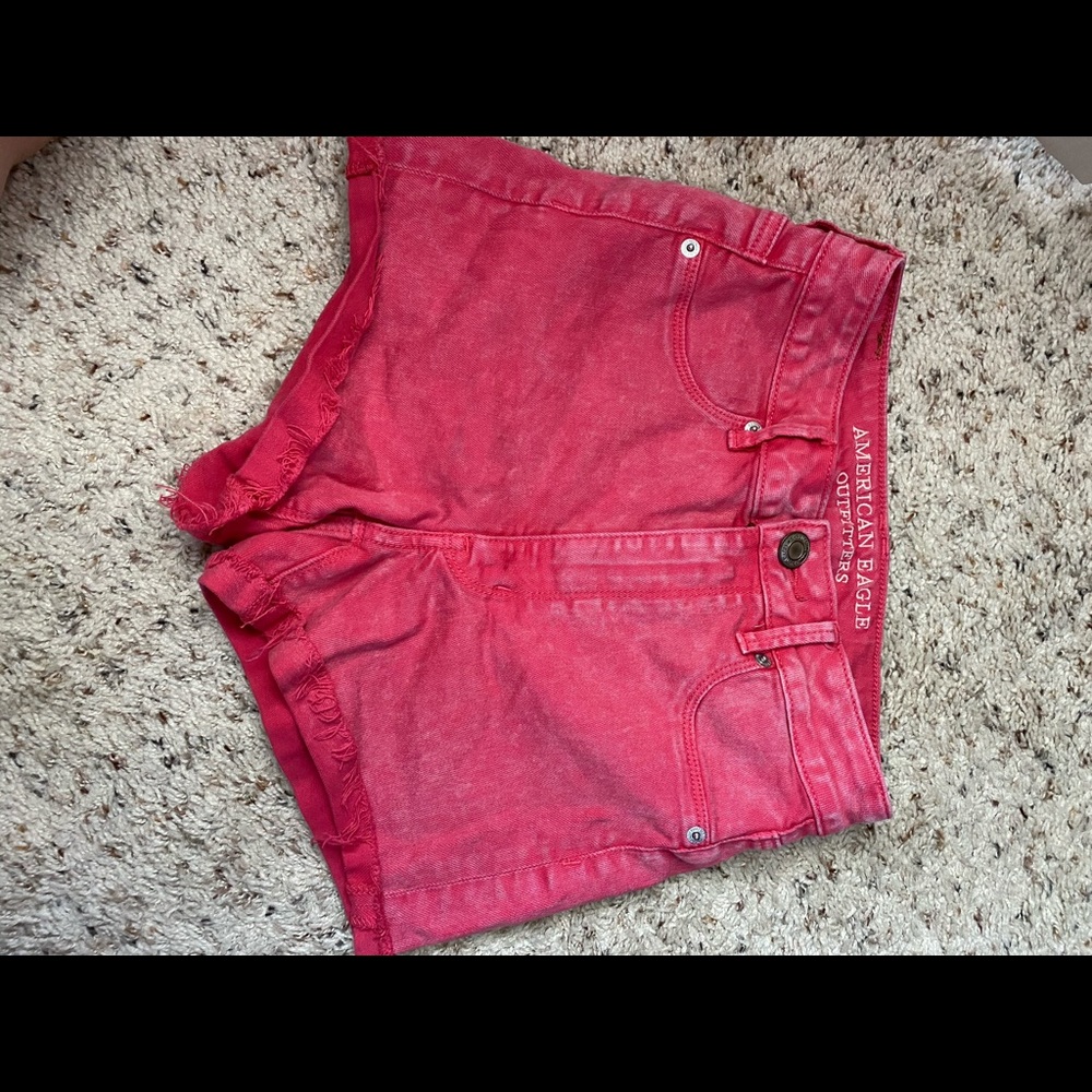 American Eagle size 4 high waisted red denim short